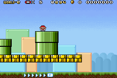 Mario exiting a giant pipe